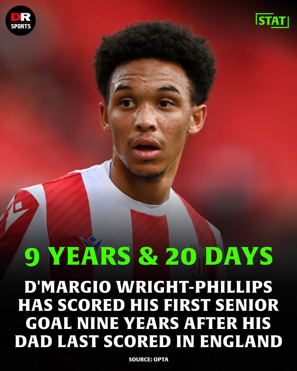 drsportsmedia's tweet photo. D'Margio Wright-Phillips has quickly made his mark after joining Stoke! 💥

Goalscoring runs in the family through father Shaun Wright-Phillips and grandfather Ian Wright. ⚽️

#WrightPhillips #SCFC #EFL https://t.co/z4ccz8FLVf