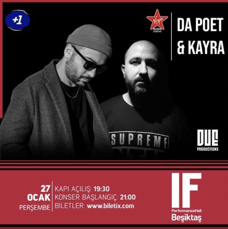 “Sanki son kez gibi” 💿

<a href="/dpdapoet/">Da Poet</a> &amp; <a href="/zapkinus/">Kayra</a> 27 Ocak Perşembe <a href="/IfBesiktas/">IF Beşiktaş</a> sahnesinde!