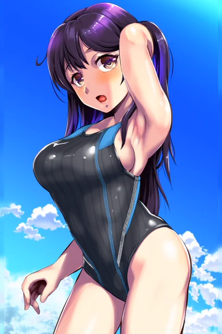 競泳水着潮。リプ欄でR-18/nsfw絵 