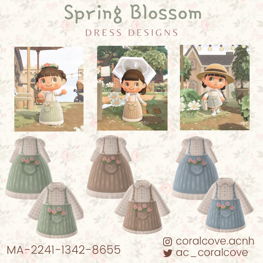 my collection of 'spring blossom' dress designs consist of 2 different  styles and are available in my three favourite colours beige, powder blue  and sage green  they are now uploaded on