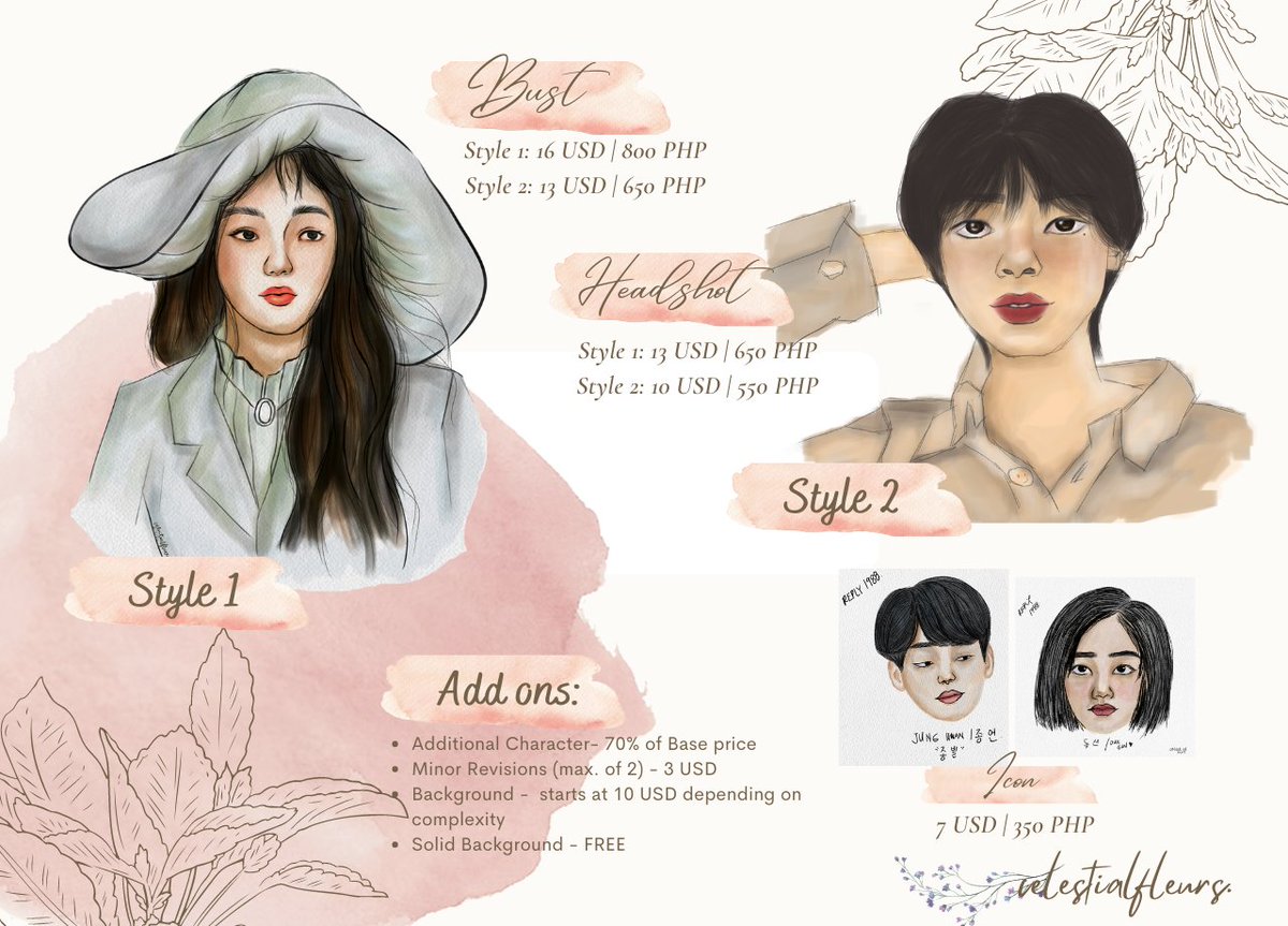 celestialfleurs's tweet photo. Hello!!🌸 I'll be opening my commissions once again for my upcoming review this May📚and also, additional funds for my savings 🌻

If you ever like my style, feel free to slide into my DM's or email me ✨🌸🌻 

Retweets are highly appreciated ✨🌻🥰
#commissionsopen #artph https://t.co/SmMhB6Ml12