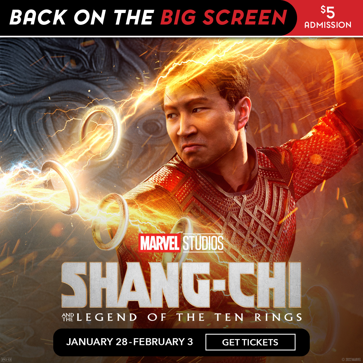 Have you heard the BIG news? #ShangChi and The Legend of The Ten Rings is BACK on the BIG screen TODAY! See it for $5. 🎟:  