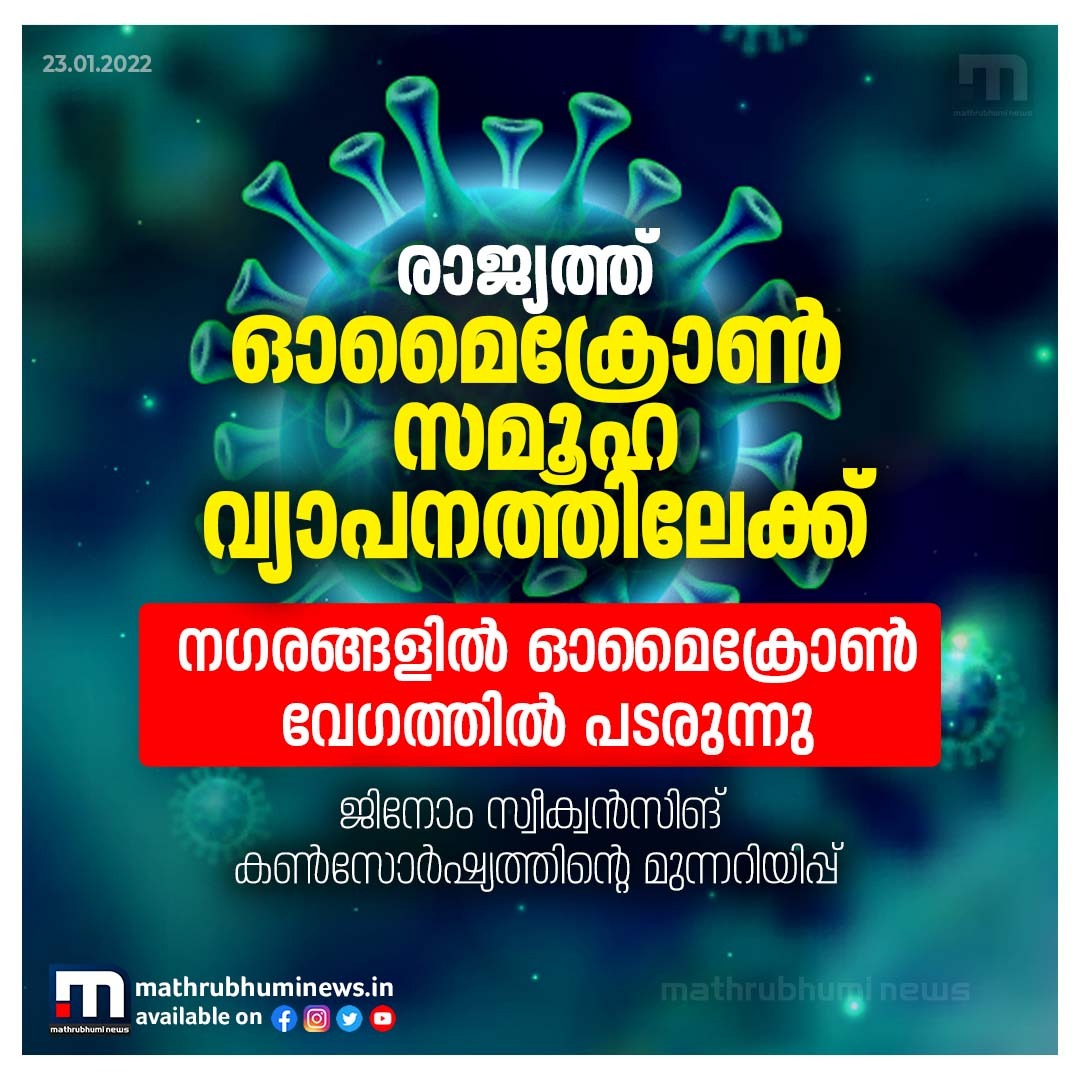 mathrubhuminews's tweet photo. രാജ്യത്ത് ഓമൈക്രോൺ സമൂഹ വ്യാപനത്തിലേക്ക് നീങ്ങുന്നതായി മുന്നറിയിപ്പ്
#omicron #covid #CommunitySpread #India #CovidNational https://t.co/uH0fTpfnxK