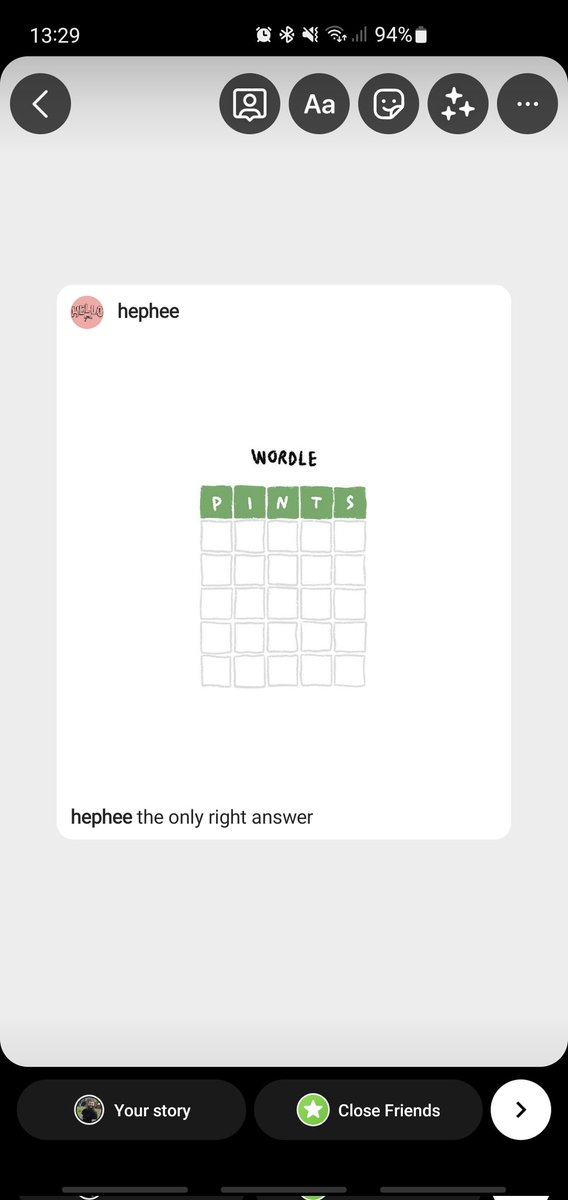 Post restriction right answers only 

#wordle #pints #hephee