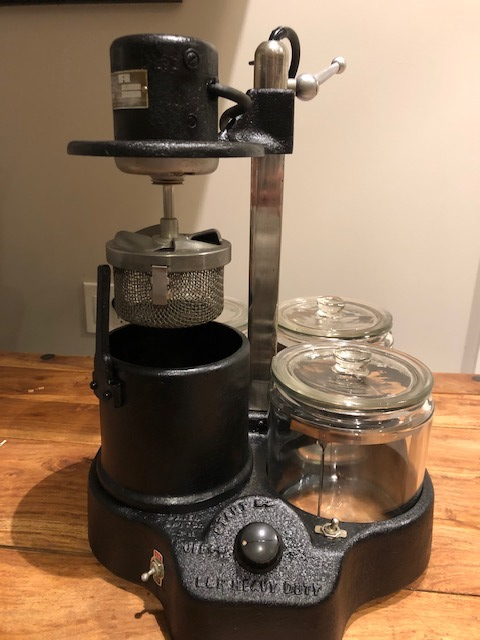 peterdadamo's tweet photo. A 1936 L&amp;R clock cleaning machine. Although most watchmakers have moved onto ultrasound machines, these three-dip centrifugal cleaners actually do a much finer job in much less time. The black barrel is actually a heating chamber with a blower which is the final stage. https://t.co/ryQs0GoTDb