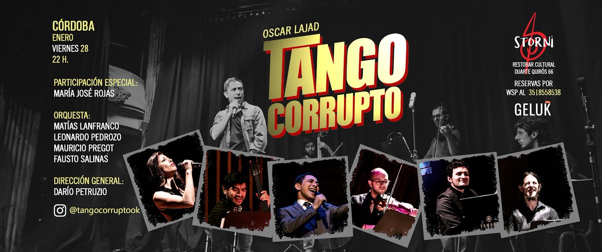 Córdoba querida! Estaremos por allá el 28 de enero en @storni_restobar_cultural !! Ya estamos ansiosos de verlos!!!.
-
#tangocorrupto #temporada2022 #tangoencordoba #musichall #stornirestobarcultural