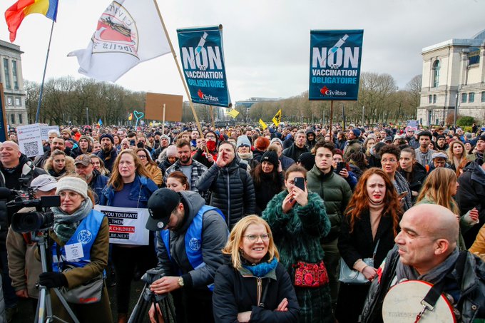 Manifestation à Bruxelles contre les restrictions sanitaires