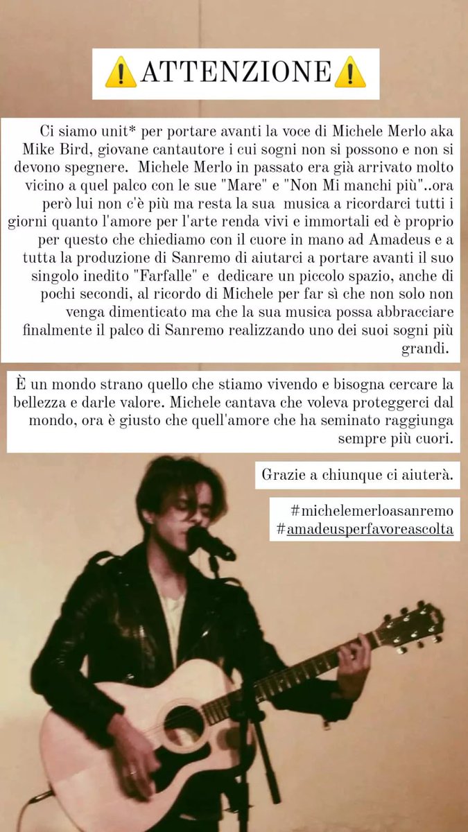 AnaFerrariHeart's tweet photo. Michele si meritava molto di più, sin dall’inizio, è un grande artista, e fa rabbia vedere come continuano a trattarlo (si Mary parlo di te) vi chiedo di leggere un secondo la descrizione nella foto, è importante per noi #Amici21

#michelemerloasanremo https://t.co/fnY9aK8Q4p