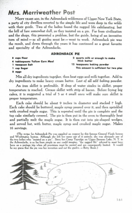 HillwoodMuseum's tweet photo. For #NationalPieDay, we’re sharing a signature Marjorie Post recipe: Adirondack Pie 🥧 This featured layers of pancakes with crunchy maple sugar, syrup, and butter. According to Ellen Charles, Post’s granddaughter, “It was truly delicious.” Make yours today!

📷: Dola Photography https://t.co/vYQ1JE8W36