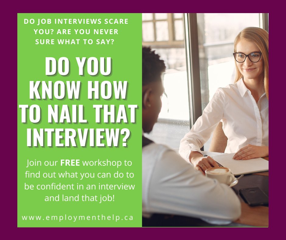 Want to learn how to prepare for interview? Sign up for a free workshop with us over Zoom! Go to our bio, or sign up here: forms.office.com/r/Xygta371Xw
employmenthelp.ca
.
.
.
#dcemploymentservices #durhamregion #interviewtips #jobsearching