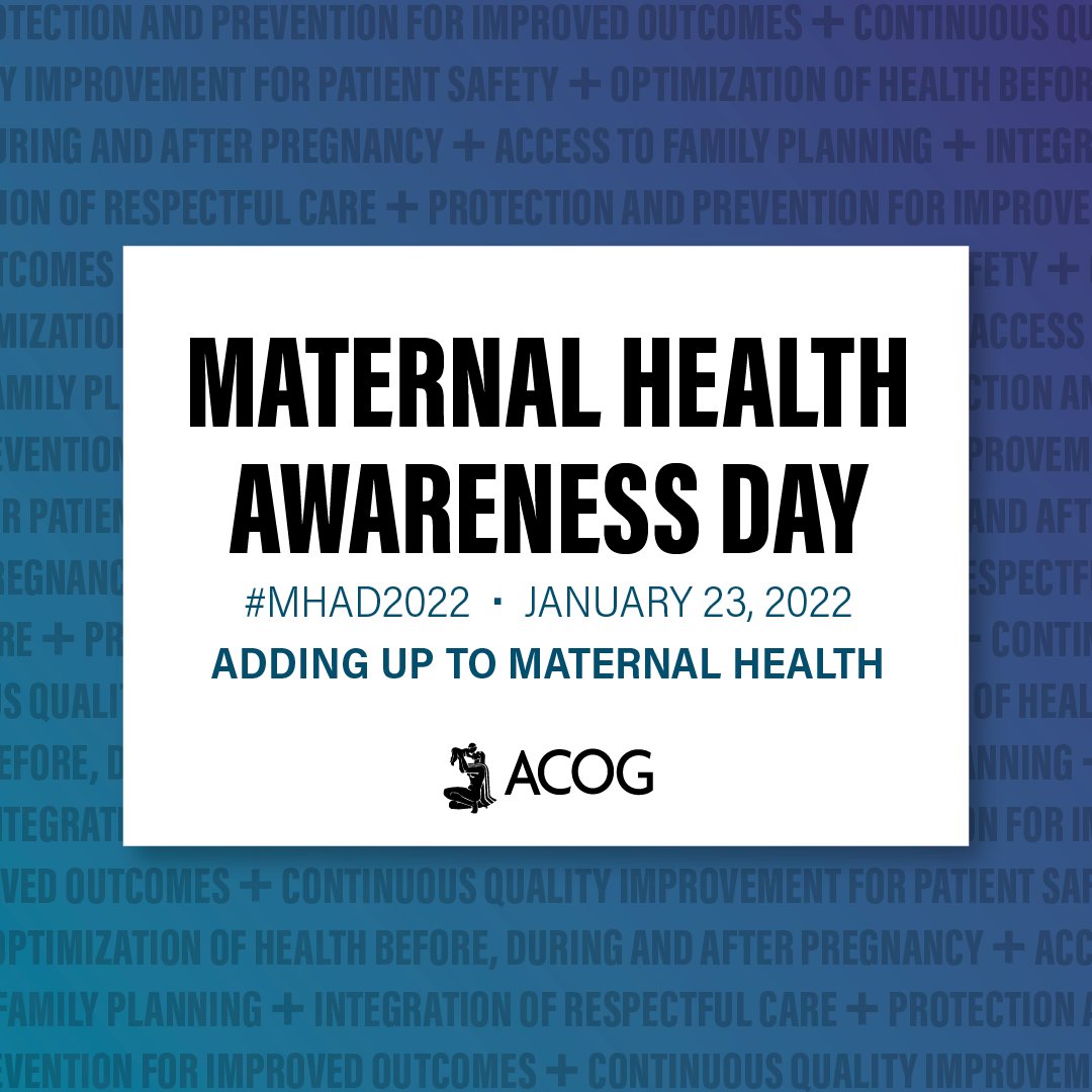 Today is #MaternalHealthAwarenessDay, and we are committed to raising awareness of Maternal Health. Every day two women on average die in the United States following childbirth. An additional 1,000 women are affected every week by severe complications during delivery. #123forMOMS