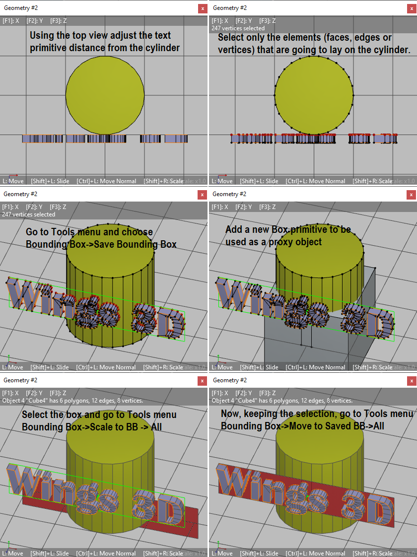 MicheusVieira's tweet photo. When you are bending a text it's difficult to get it correctly if you care about the alignment because it's very easy to get the text twisted instead of only bent.
The way is to use a proxy object as reference.
#wings3d #3d #3dmodeling #3dtutorial #3dtip https://t.co/REEPJGU5Kd