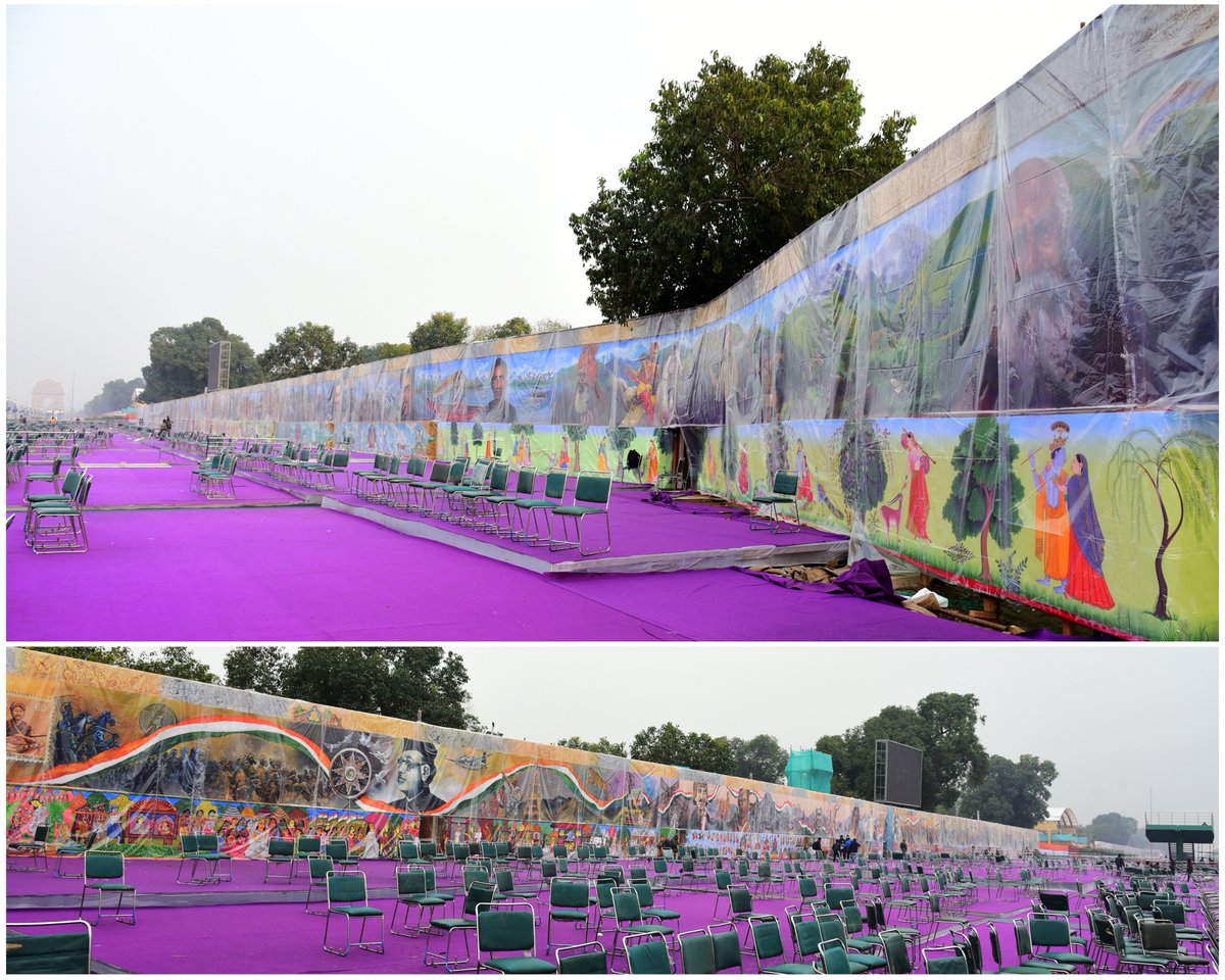 The legacy of unsung heroes of India's freedom movement are given a historic and artistic representation at Rajpath for Republic Day celebrations 2022.