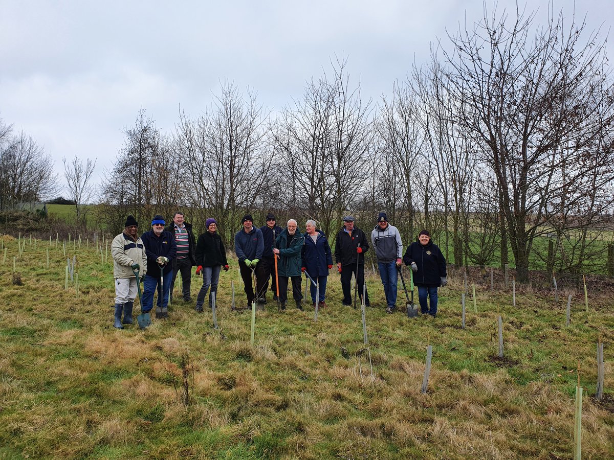 Tree planting by members of @MedwaySunlight and Chatham Rotary Clubs – some of the 220 trees planted to protect the environment as part of the Queens Green Canopy to celebrate her Platinum Jubilee. #Rotary #PlatinumJubilee