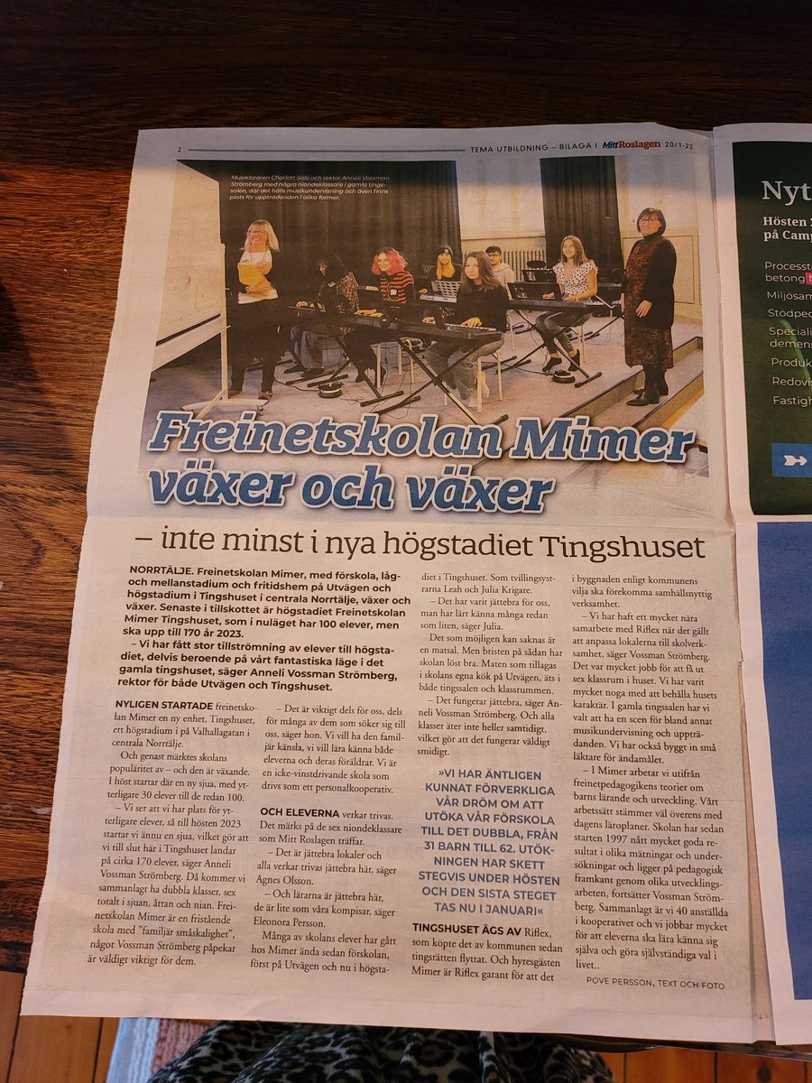 Fint reportage om Freinetskolan Mimer i Mitt Roslagen  #Norrtälje #ideburenskola #mimer #freinet #skola #förskola