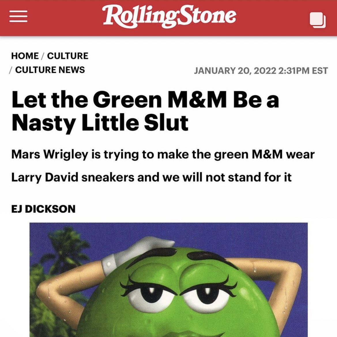 Let the Green M&M Be a Nasty Little Slut