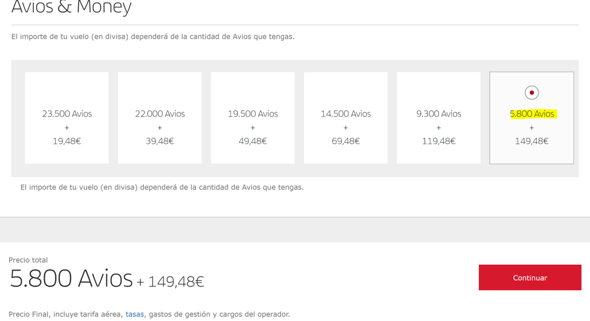 crisbohr's tweet photo. ¿Reservar vuelos con avios de qué sirve exactamente @Iberia? Intento hacer una reserva canjeando mis avios, y me sale a pagar casi 150€ además de usar 5,800 avios. 
Si hago la misma búsqueda sin avios, el precio total final son 87€ y sin necesidad de desprenderme de los avios. https://t.co/isNbIEAiU1