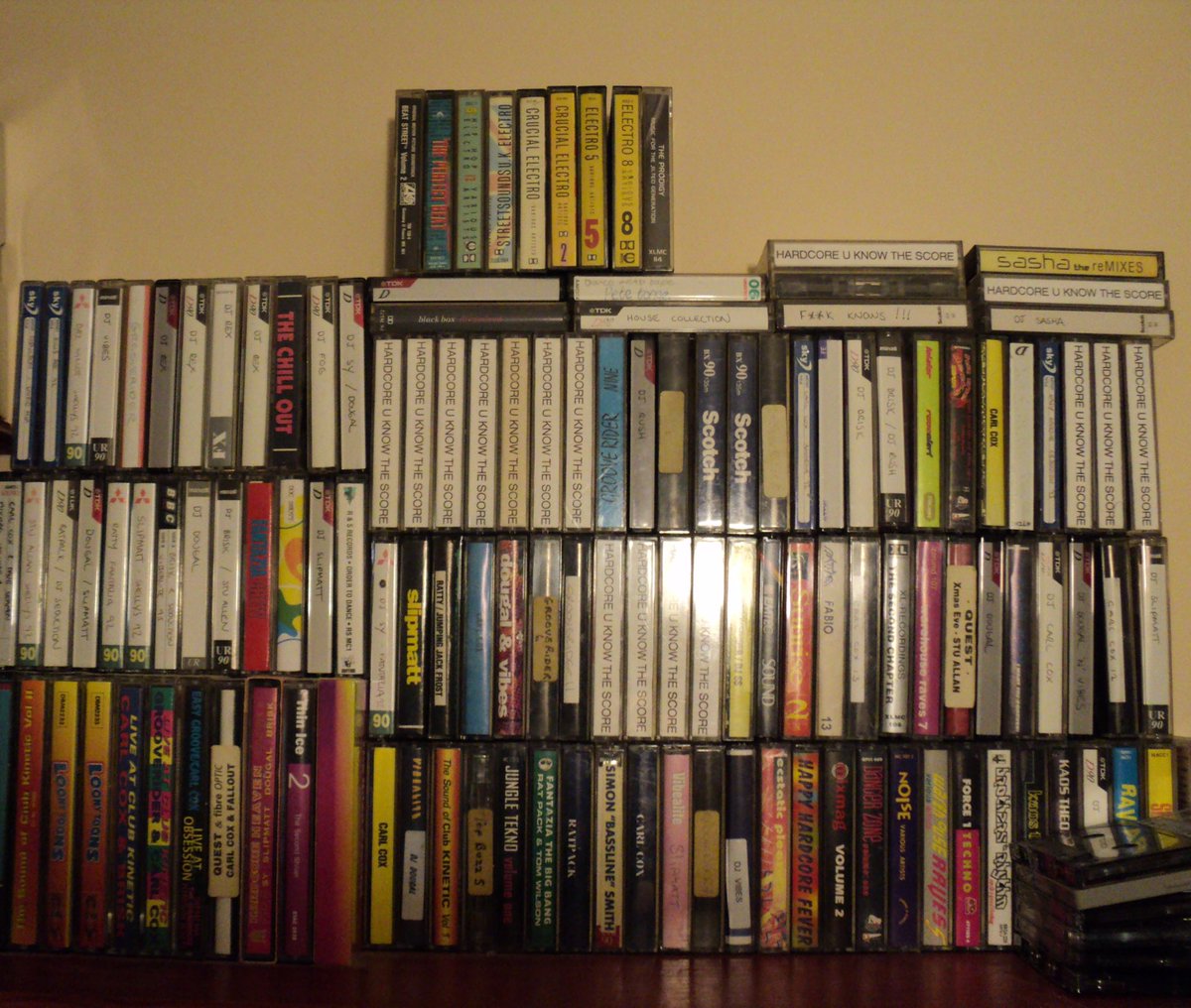 oldskoolcore's tweet photo. Show us some pictures of your #oldskool #tape #collections #oldskoolhardcore #eclipse #clubkinetic #theedge #dancetrance #totalkaos #vibealite #shelleys #fantazia #fibreoptic #quest #obsession https://t.co/MHpysD29Fd