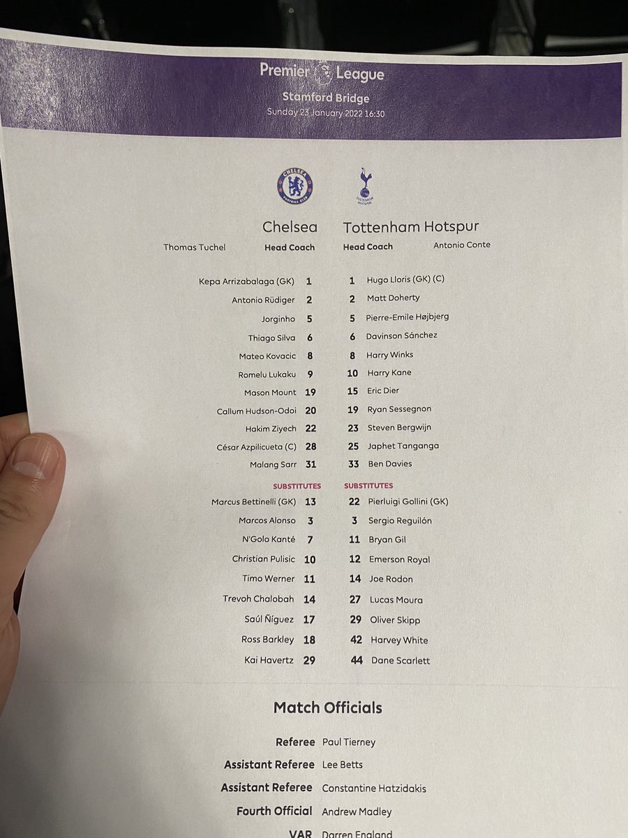 RT @MiguelDelaney: Chelsea-Spurs teams https://t.co/xIwBesy2XX