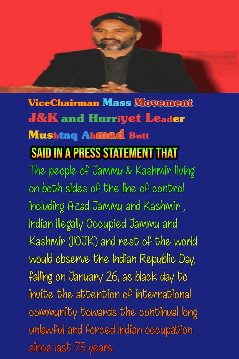 MassNews14's tweet photo. Vice Chairman Mass Movement J&amp;K and Hurriyet Leader Mushtaq Ahmad Butt
SAID IN A PRESS STATEMENT THAT. https://t.co/SNXxRobkAe