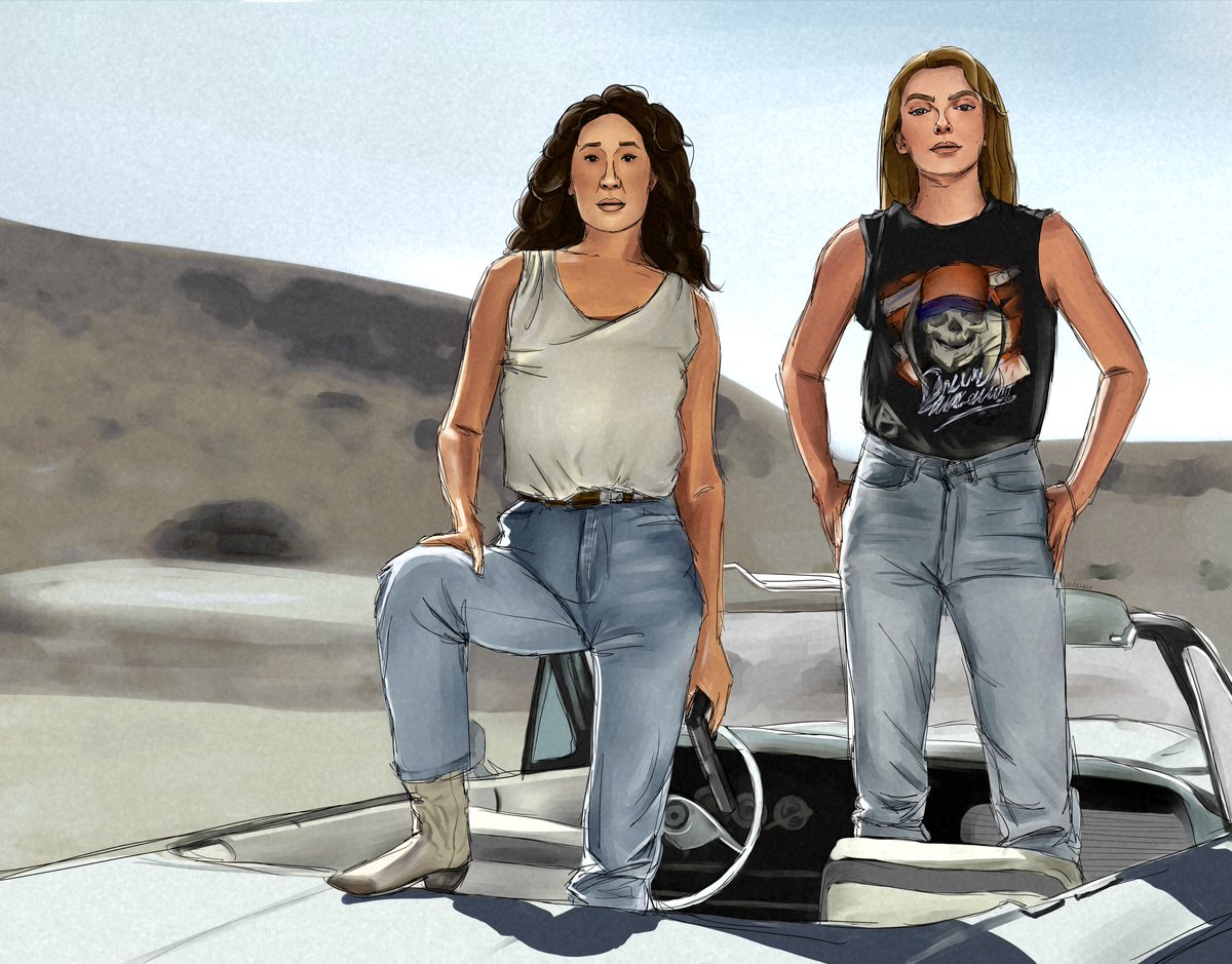 thelma and louise but make it villaneve. 