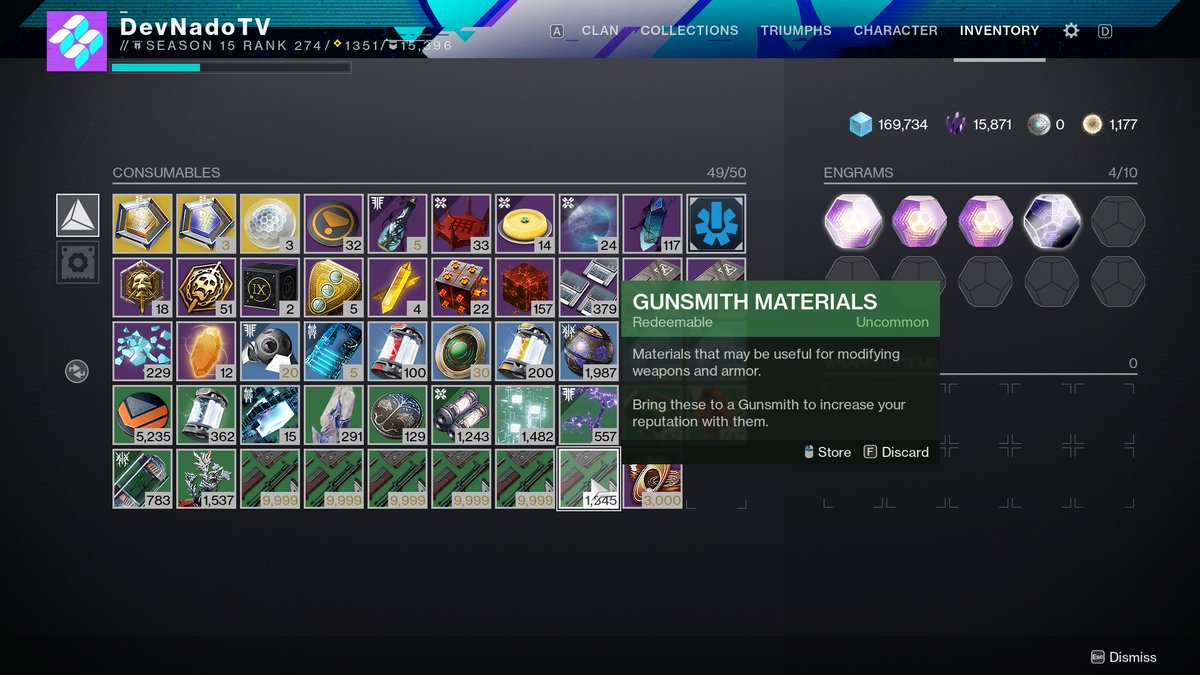 DevNadoTV's tweet photo. Do you have this problem? #gunsmithmaterials #destiny2 https://t.co/duC7onyAFG