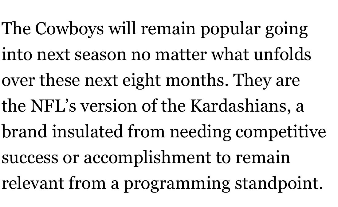 MikeDoocyFox4's tweet photo. Leave it to @DavidMooreDMN to find the perfect @dallascowboys comparison in his column this morning. And if anybody is familiar with the Kardashians, it’s David. https://t.co/0ClA6r9KHA