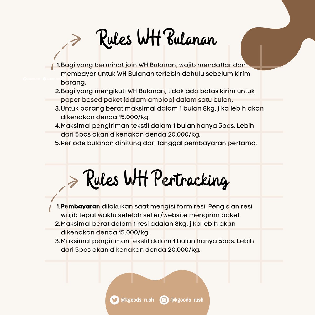Kgoods_Rush's tweet photo. ✨ Kgoods Rush Warehouse Services [Sharing Only]

✅ Pertacking
✅ Bulanan [slot terbatas]
📌 Free foto arrived

🇮🇩 Tangerang
🇰🇷 Busan

Bagi yang berminat bisa langsung DM, jika fix akan langsung di invite ke group LINE ya!

▶️ Updated fee berlaku mulai 01 Februari 2022 https://t.co/vRmKjLBcM0