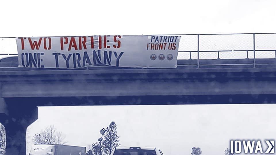 Patriot Front propaganda has been found in alleyways in Downtown Iowa City, there have also been two interstate banner drops on I80 and I380 by Iowa City and North Liberty in the past 2 years.