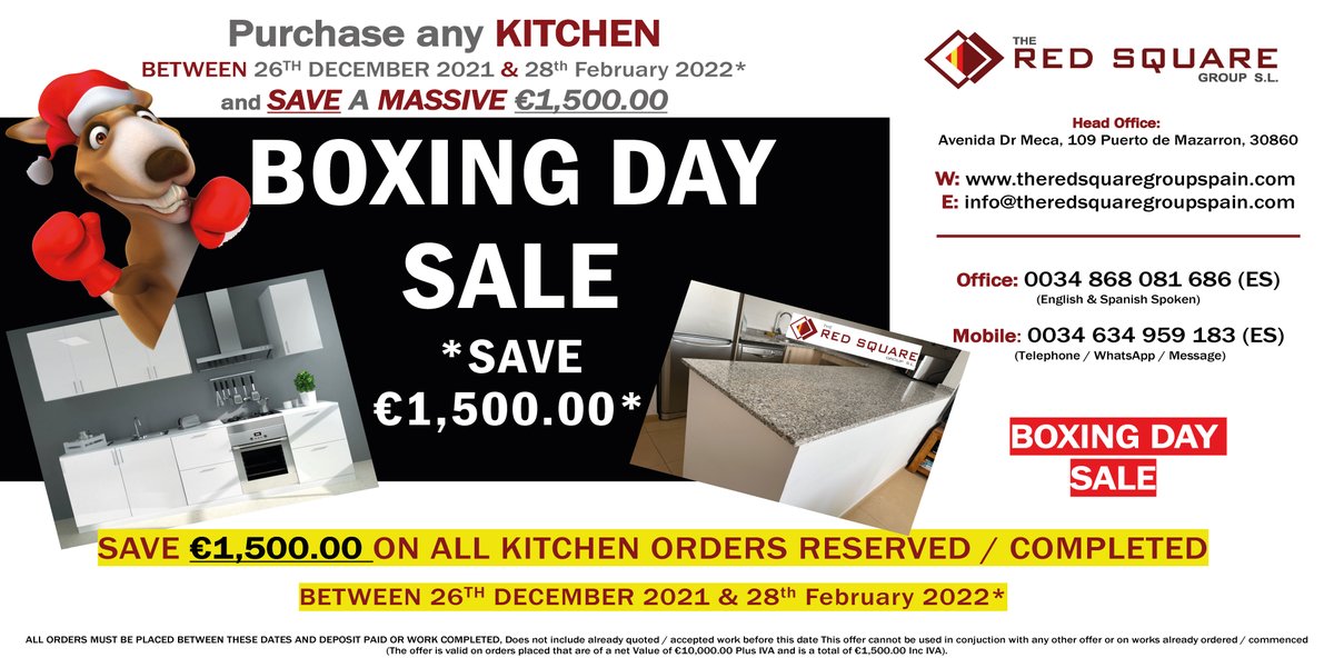 RedSquareSpain's tweet image. Massive Kitchen SALE NOW ON........

Get a Knockout discount on any #kitchen purchase between 26th December 2021 &amp;amp; 28th February 2022.