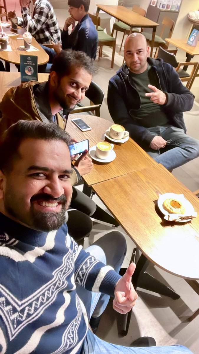 iKunaal's tweet photo. Week 82 of our Thursday Pact was spent on a Sunday night because of availability issues. We explored a new cafe called Third Wave Coffee and liked it very much. The sweater I am wearing was gifted by @shinysachdeva
#OrientRay2 https://t.co/GKy8G1cM4s