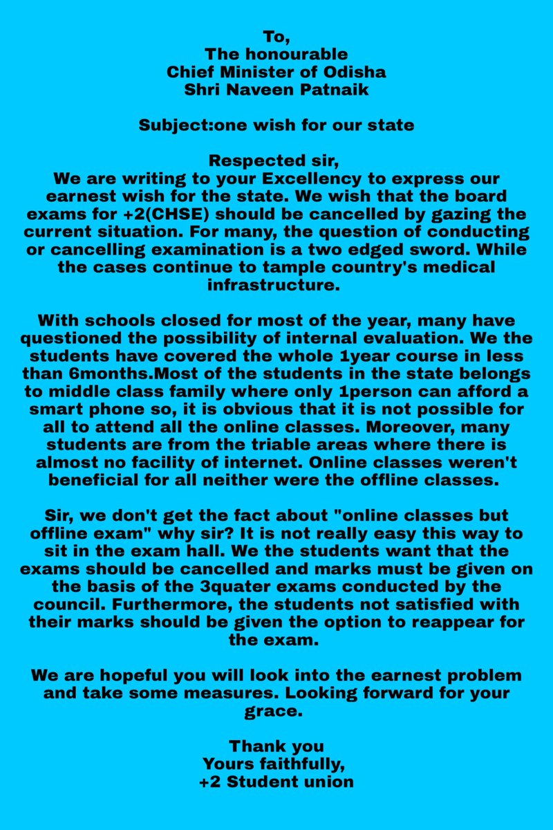 AOSU521688801's tweet photo. @AOSU521688801 @Naveen_Odisha @samirdash01 @narendramodi @GovernorOdisha @dpradhanbjp 
#Odisha #chse #cancelboardexam2022 #StudentLivesMatter
#studentslife #WeWantJustice #nofuturenovotes https://t.co/Exeh1Gd1xX