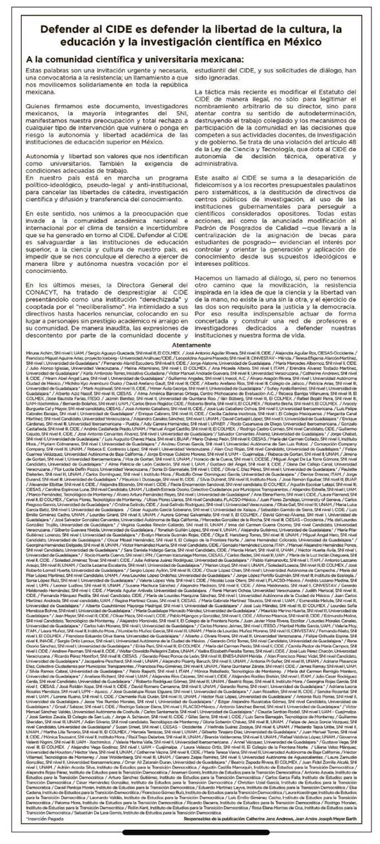 “Hacemos un llamado al diálogo, sí, pero no tenemos otro camino que la movilización, la resistencia inspirada en la idea de que la ciencia y la libertad van de la mano”, dicen cientos de científicos mexicanos en una convocatoria sin precedentes a la movilización en todo el país.