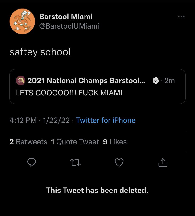 ACCBarstool's tweet image. Not a good look @BarstoolUMiami