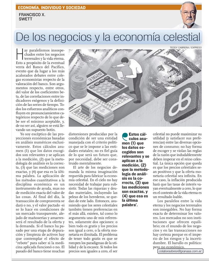 Cuando Ud hace una transacción, ¿qué criterio prefiere utilizar?: el valor derivado de unos cálculos, o la utilidad que Ud percibe tendrá como consecuencia de esa compra…? Es la lógica a usar en la valoración del BdeP. El potencial mercado  cuenta más que el producto mismo.