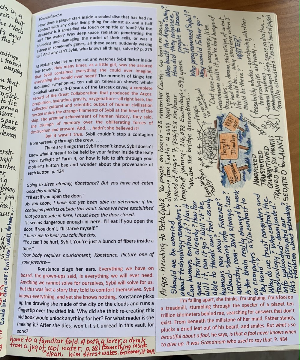 In a workshop I did last week Tt asked how I find texts for QWs. One way: every time I read a book I tab  passages, then collect. So many from Cloud Cuckoo I typed &amp; highlighted in red. Easy to find/use. Extraordinary book. LOVED it! <a href="/HeinemannPub/">Heinemann</a>