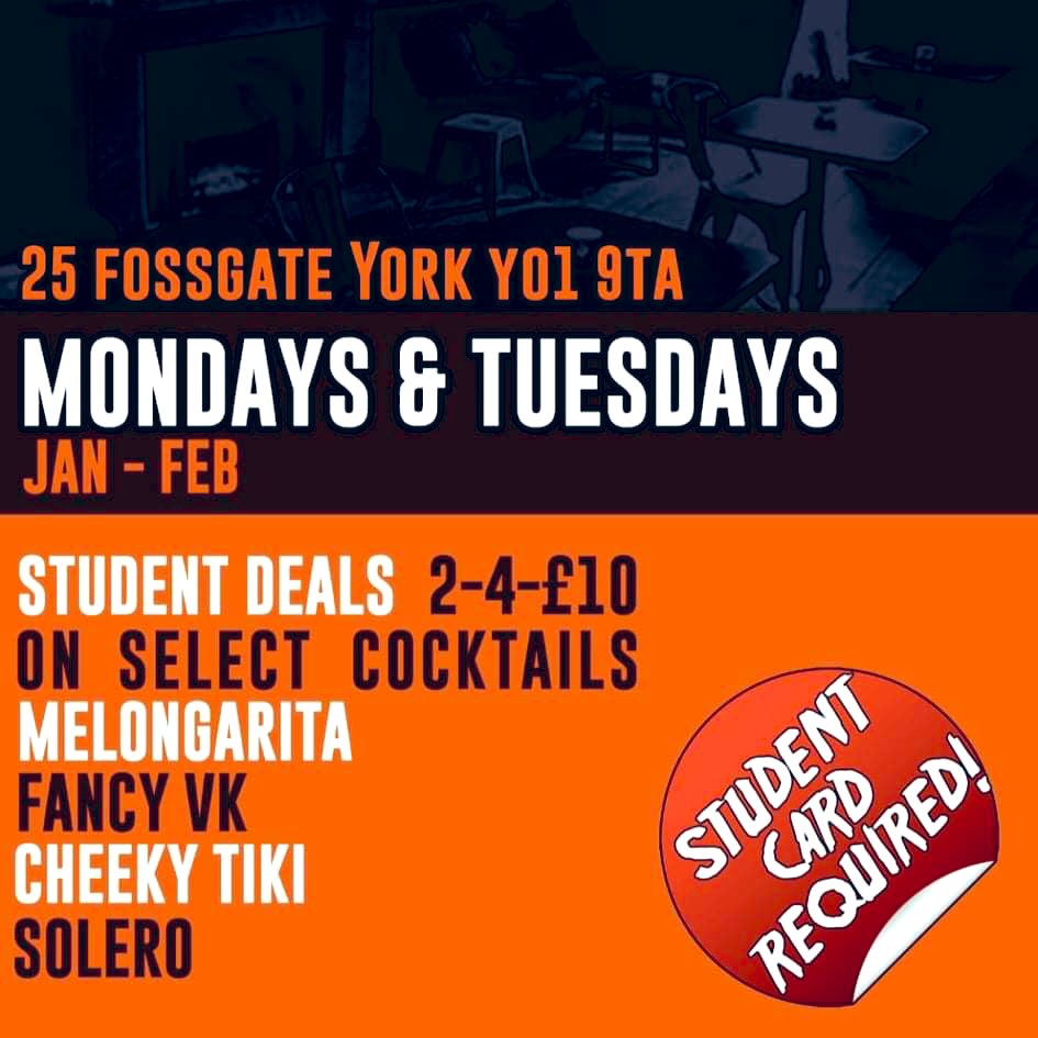The Fossgate Social (@fossgatesocial) on Twitter photo Student nights, monday and Tuesday <a href="/fossgatesocial/">The Fossgate Social</a> for the discerning academic with a penchant for the better things. #cocktails Student nights, monday and Tuesday <a href="/fossgatesocial/">The Fossgate Social</a> for the discerning academic with a penchant for the better things. #cocktails