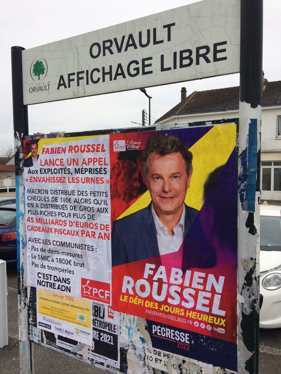 OrvaultPcf's tweet photo. 🚩 Collage ce week-end sur #orvault &amp; #Nantes Nord!

Merci au Camarade Ange pour les affiches "maison" ⤵️
"@Fabien_Roussel lance un appel aux exploités, méprisés : Envahissez les urnes!" 🗳️

➕ d'infos sur le programme #JoursHeureux : 
https://t.co/arUrEEsdCx

#Roussel2022 #PCF https://t.co/zasaQ7pKov