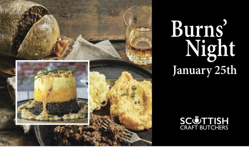 “like the snowfall in the river, a moment white then melts forever..no man can tether time nor tide, the hour approaches…Haggis Time! 
Pop into your local Scottish Craft Butcher for your chieftain o the puddin race &amp; celebrate Burns’ night.
 #RobertBurns #Scotland #Haggis #Braw
