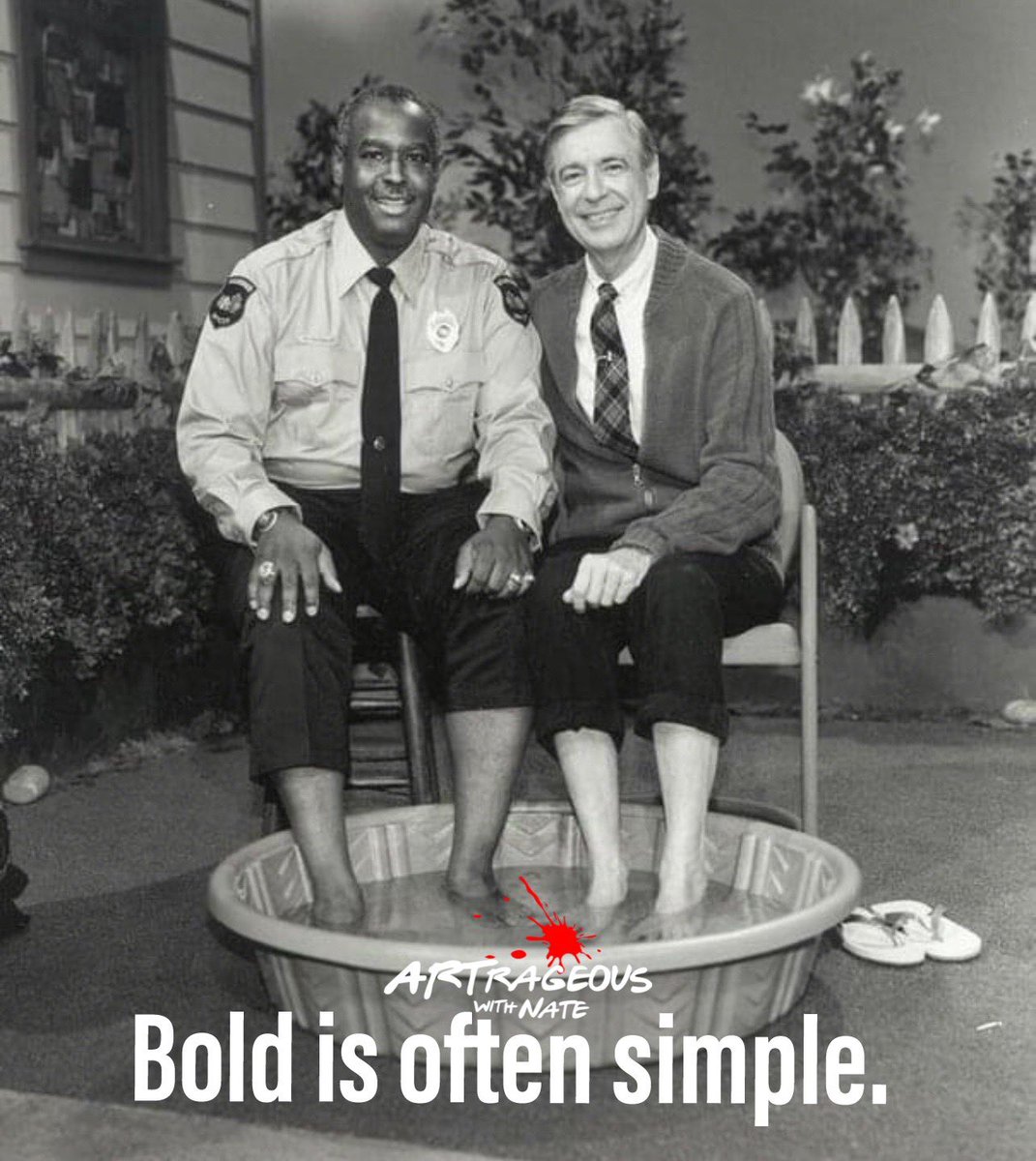 When I get overwhelmed trying to create content that inspires, I bring this gem up. Reminds me that being bold doesn’t always require overthinking it. Just a kiddie pool, some water, and a friend. 👍
.
#Bold <a href="/MisterRogersFa1/">@MisterRogersFans</a> #keepitsimple #pbs #inspiration