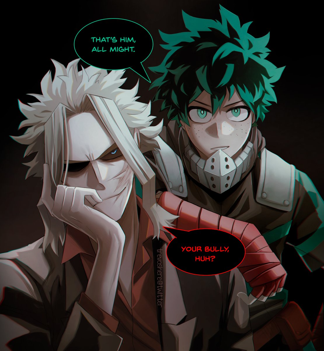 Trevoshere's tweet photo. Villain AU 2 😈
Bakugo is being recruited. He just doesn't know it yet. https://t.co/FqpKOABHqG