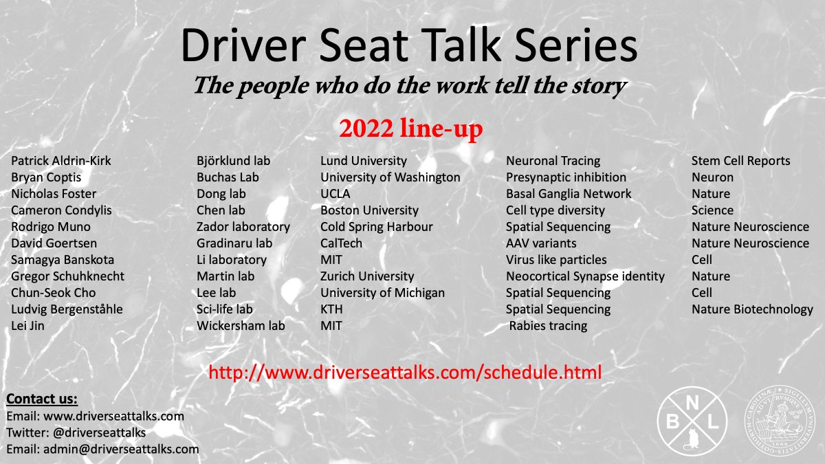 Driver Seat Talks (@driverseattalks) on Twitter photo Line-up for the DST talks 2022 taking shape! The people who do the work tell the story: Join Tuesdays 17:00h CET on Zoom. #openscience #neuroscience <a href="/medfak_LU/">Medicinska fakulteten, Lunds universitet</a> Check the new schedule on: driverseattalks.com Line-up for the DST talks 2022 taking shape! The people who do the work tell the story: Join Tuesdays 17:00h CET on Zoom. #openscience #neuroscience <a href="/medfak_LU/">Medicinska fakulteten, Lunds universitet</a> Check the new schedule on: driverseattalks.com