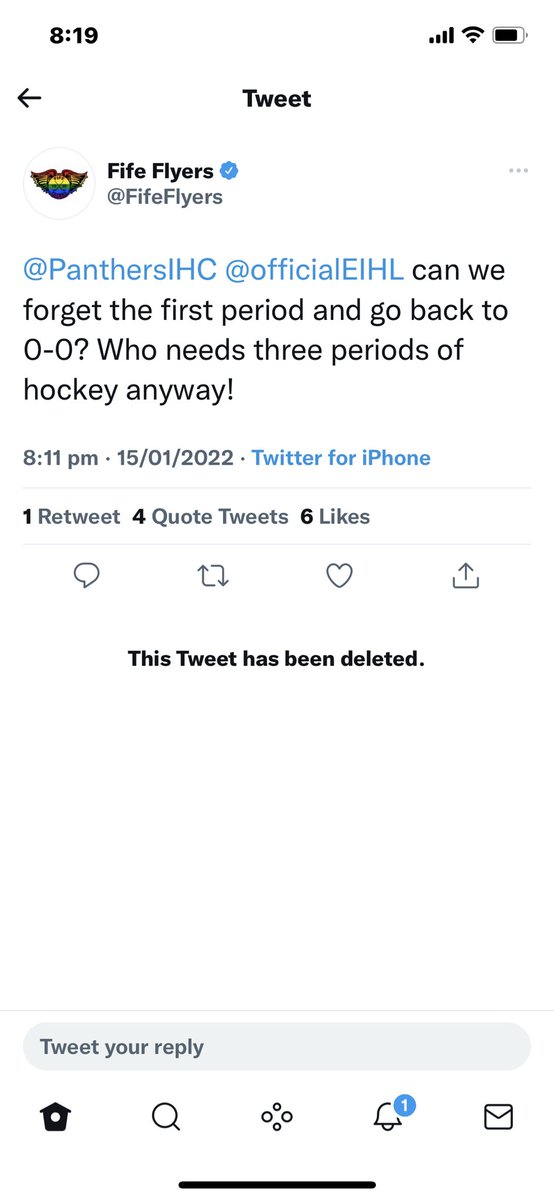 Wonder if the Flyers tweeted this again for the 1st period tonight. Can’t see since they blocked me but feel free to tag them. 💩