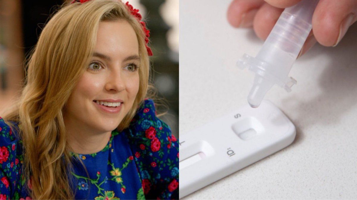 FakeShowbizNews's tweet photo. Jodie Comer says if anyone’s been wondering what the liquid in lateral flow tests tastes like, she tried it yesterday and it tastes a bit like Lilt https://t.co/2mafA8LzuQ
