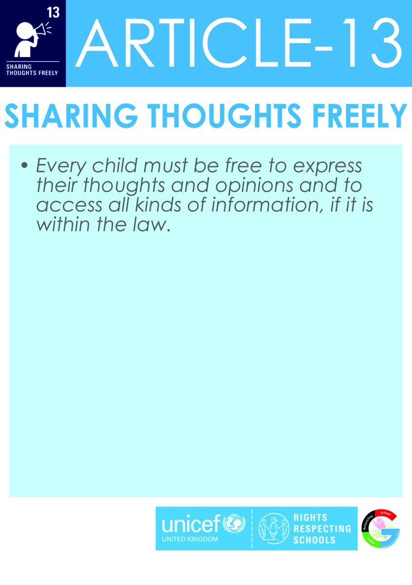 Garnock CC Rights Respecting School (@garnockccrrs) on Twitter photo Our 'Article of the Week' this week is Article 13: Sharing thoughts freely.
<a href="/GarnockCampus/">Garnock Community Campus</a> <a href="/GarnockPrimary/">Garnock Primary & Early Years</a> <a href="/GarnockC/">garnock community campus parent council</a> @garnockstars <a href="/GarnockMH/">Garnock Mental Health Support</a> Our 'Article of the Week' this week is Article 13: Sharing thoughts freely.
<a href="/GarnockCampus/">Garnock Community Campus</a> <a href="/GarnockPrimary/">Garnock Primary & Early Years</a> <a href="/GarnockC/">garnock community campus parent council</a> @garnockstars <a href="/GarnockMH/">Garnock Mental Health Support</a>