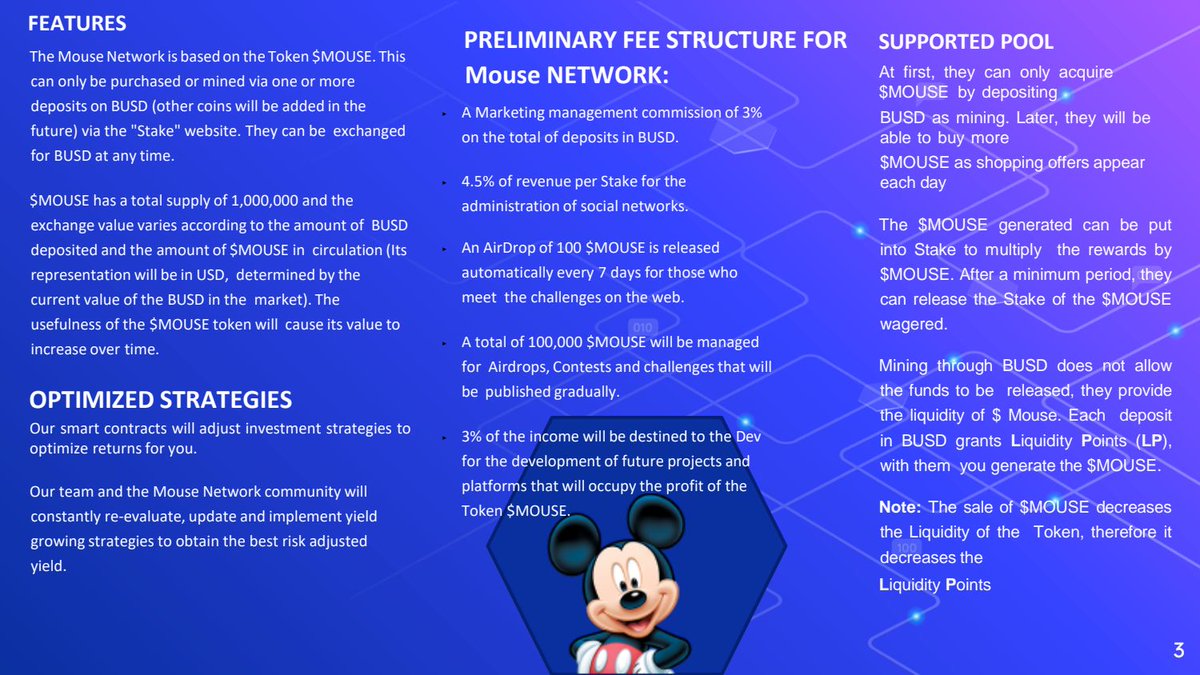 mousenetwork007's tweet photo. MOUSE NETWORK TOKEN -> 

🎁TOTAL SUPPLY 1 M
LAUNCHING DATE 11 FEB FRIDAY 2PM GMT

1) 4% Daily staking Reward on BUSD STAKING
2) 6% Daily Reward on $MOUSE TOKEN Staking.

We will offer #Airdrop for early adopters
10% of supply is for #Airdrop and #Giveaway 
https://t.co/a9X7JyDsGF https://t.co/4AxpYuWpXz