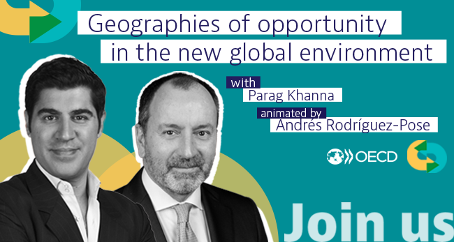 The <a href="/OECD/">OECD ➡️ Better Policies for Better Lives</a> brings together two acclaimed experts to discuss how we rethink territorial development in the new global environment.

Join the dialogue on the future of #regions with <a href="/paragkhanna/">Parag Khanna</a> and <a href="/rodriguez_pose/">Andrés Rodríguez-Pose</a>.

🗨️ Tue, 8 Feb, 10:30 CET
🟡 oe.cd/4jD