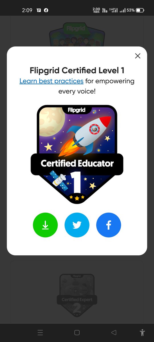 🚀 Level up! I'm excited to announce I just earned my @Flipgrid Certified: Level 1 badge #FlipgridForAll <a href="/pkdhillon08/">ParamjeetKaurDhillon</a> <a href="/harpreetmehta23/">Harpreet Mehta</a> <a href="/kajal44845857/">kajal</a>