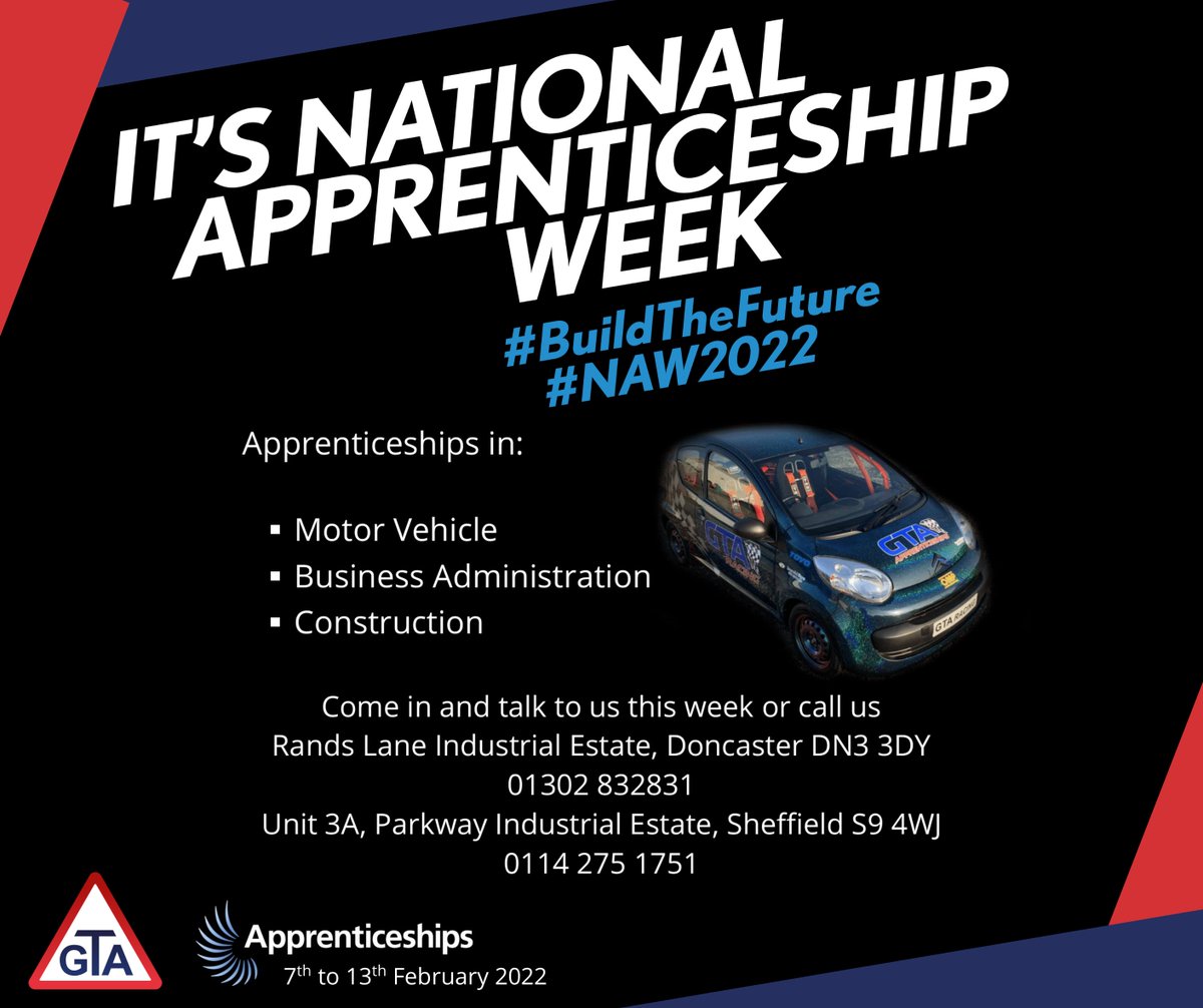 GTA_apprentice's tweet image. Its National Apprenticeship Week! 

Which means we will be celebrating the success of our learners throughout the week on our social media channels!

And open for you to see what we do either of our Doncaster or Sheffield centres between 9am - 4pm.

#NAW2022 #BuildTheFuture