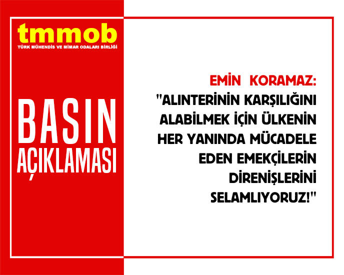 Emin Koramaz: "Emeği için, sendikal hakları için, insanca yaşayabilecek bir maaş alabilmek için yürütülen mücadele hepimize umut veriyor. Yaşasın sınıf dayanışması!"
tmmob.org.tr/icerik/direnen…